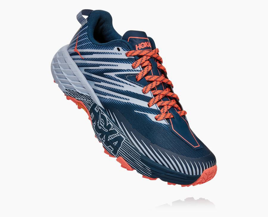 Hoka One One Trailsko Dame - Speedgoat 4 - Mørkeblå/Hvide - 538261NRA